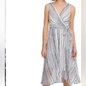 DKNY ivory blue chained striped dress